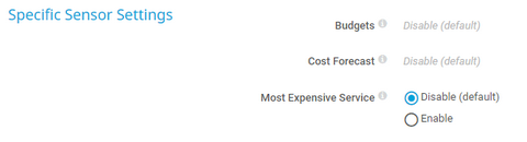 Specific Sensor Settings Specific Sensor Settings